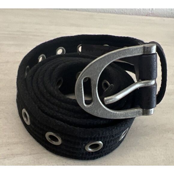 Free People Womens Sz M/L Black Belt Canvas Leather NEW - Picture 3 of 8
